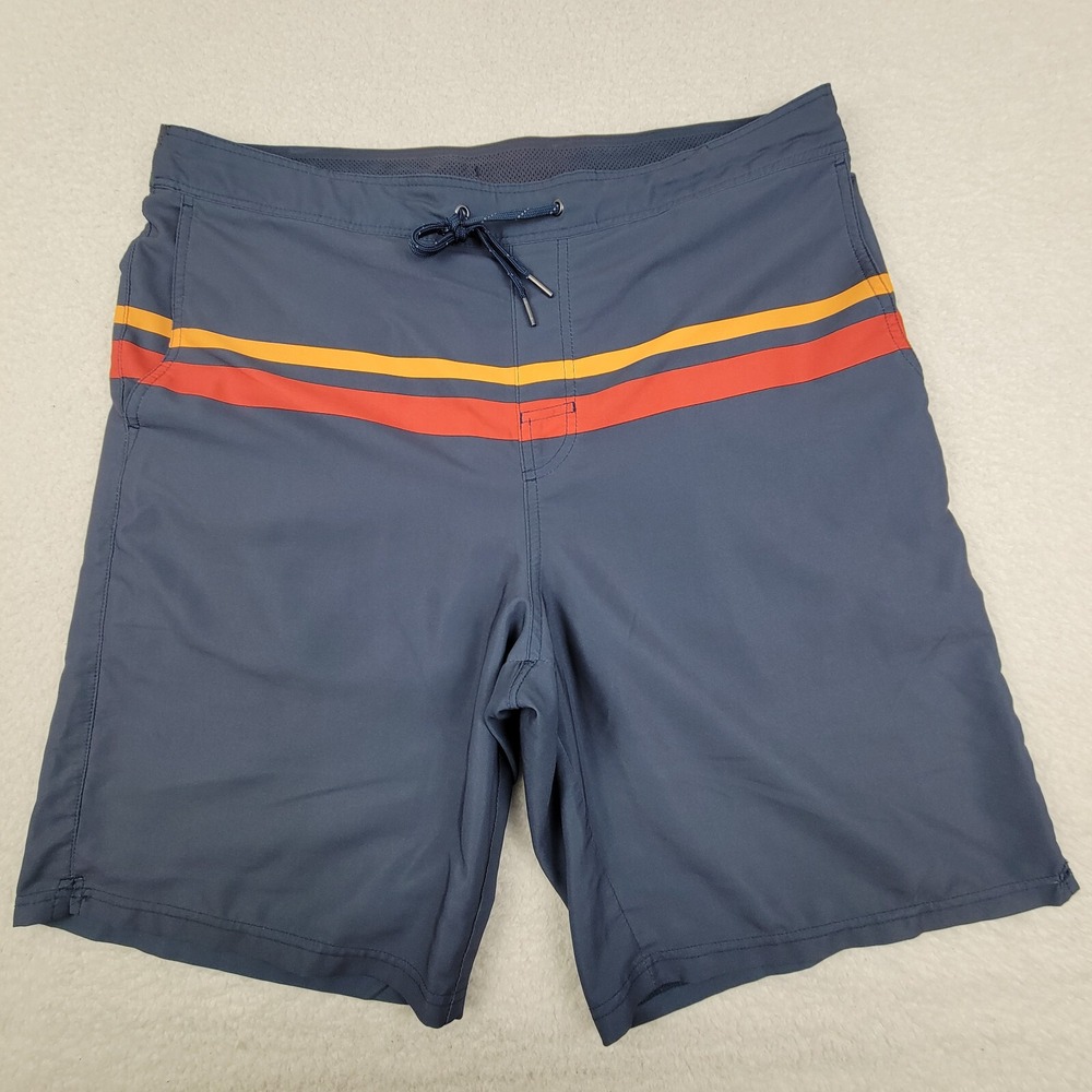 Fair Harbor Lined Athletic Shorts Mens XXL Blue Striped Recycled Polyester 388
